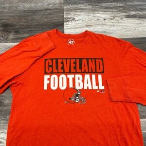 NFL Cleveland Browns Orange Mens M Long Sleeve Football‎ Helmet Graphic T-Shirt